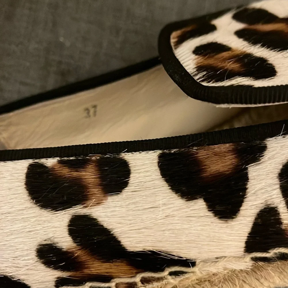 Sz 7 Elyse Walker Los Angeles White Leopard Calfhair Dee Espadrilles 37